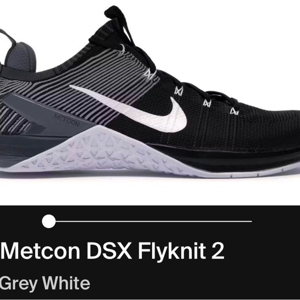 Nike Metcon DSX FLYKNIT 2 Black White Training Shoe with Grey Accents